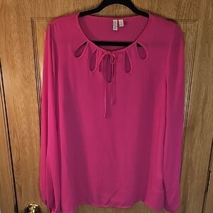 Madison Fuchsia Blouse with Stylish Cut-Outs